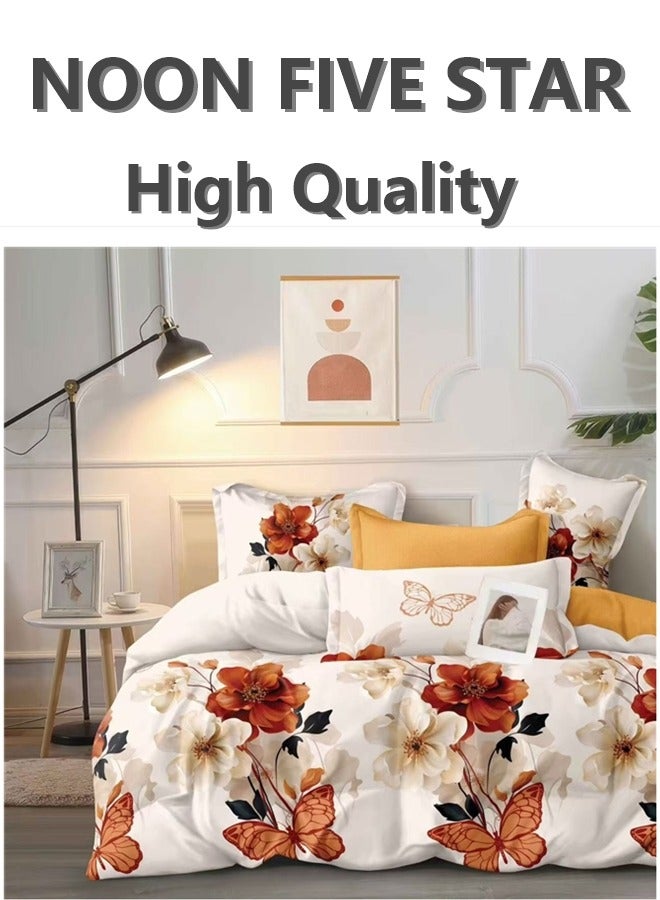 All-in-One King Bed Set 220x240cm: 6PCS Duvet Cover 4Pillow Cover 1 Deep Pocket Fitted Sheet