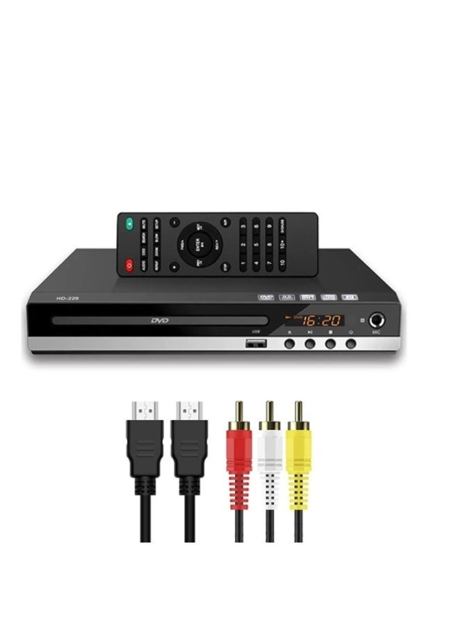 والالا مشغل أقراص DVD عالي الدقة عالمي للتلفزيون - يدعم جميع المناطق، يدعم دقة ١٠٨٠ بكسل، مع مخرجي HDMI وRCA | مدخل USB، ذاكرة وصول عشوائي، جهاز تحكم عن بُعد | متوافق مع أجهزة التلفزيون والشاشات (أسود) - Image 1