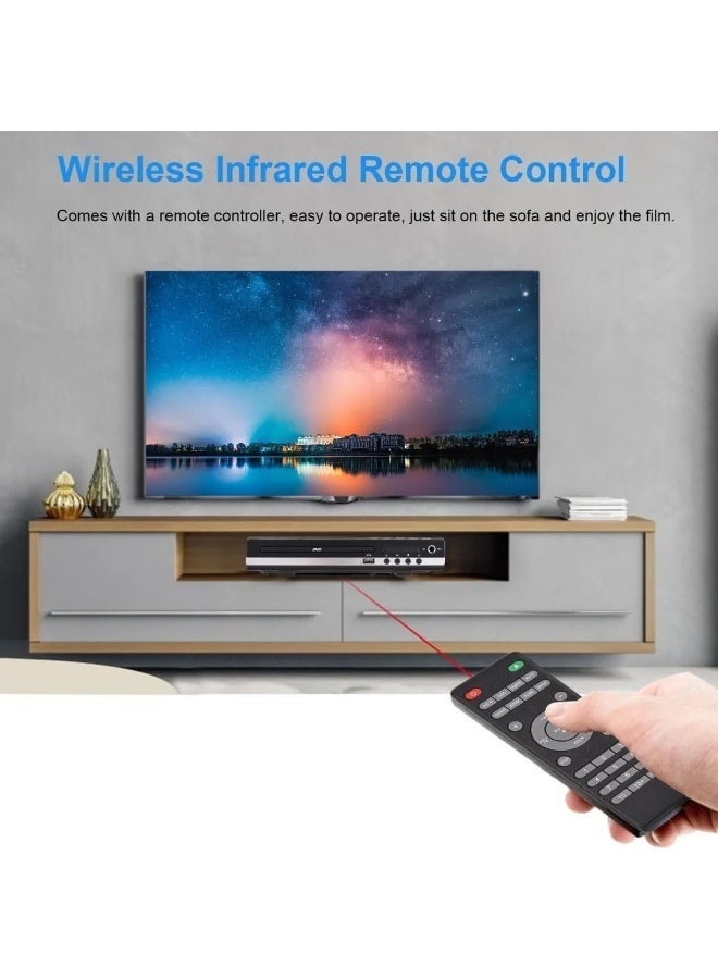 والالا مشغل أقراص DVD عالي الدقة عالمي للتلفزيون - يدعم جميع المناطق، يدعم دقة ١٠٨٠ بكسل، مع مخرجي HDMI وRCA | مدخل USB، ذاكرة وصول عشوائي، جهاز تحكم عن بُعد | متوافق مع أجهزة التلفزيون والشاشات (أسود) - Image 2