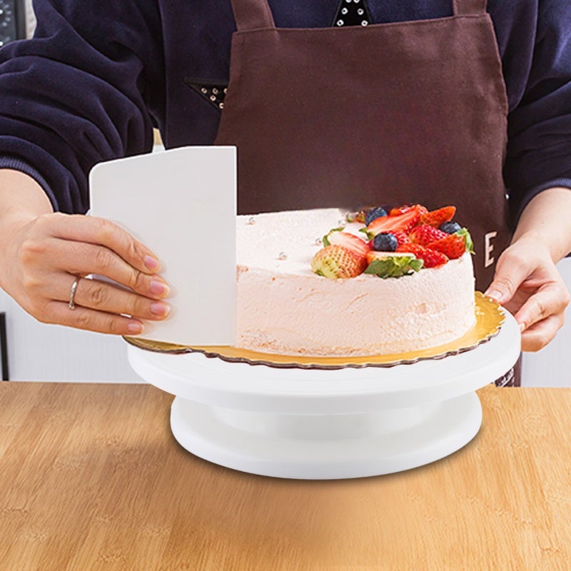 Cake Decorating Turntable: Food Grade Plastic White Matte Platform - Smooth Durable Rotating Shaft Revolving Cake Stand for Restaurant Dessert Shop Cake Shop - Image 1
