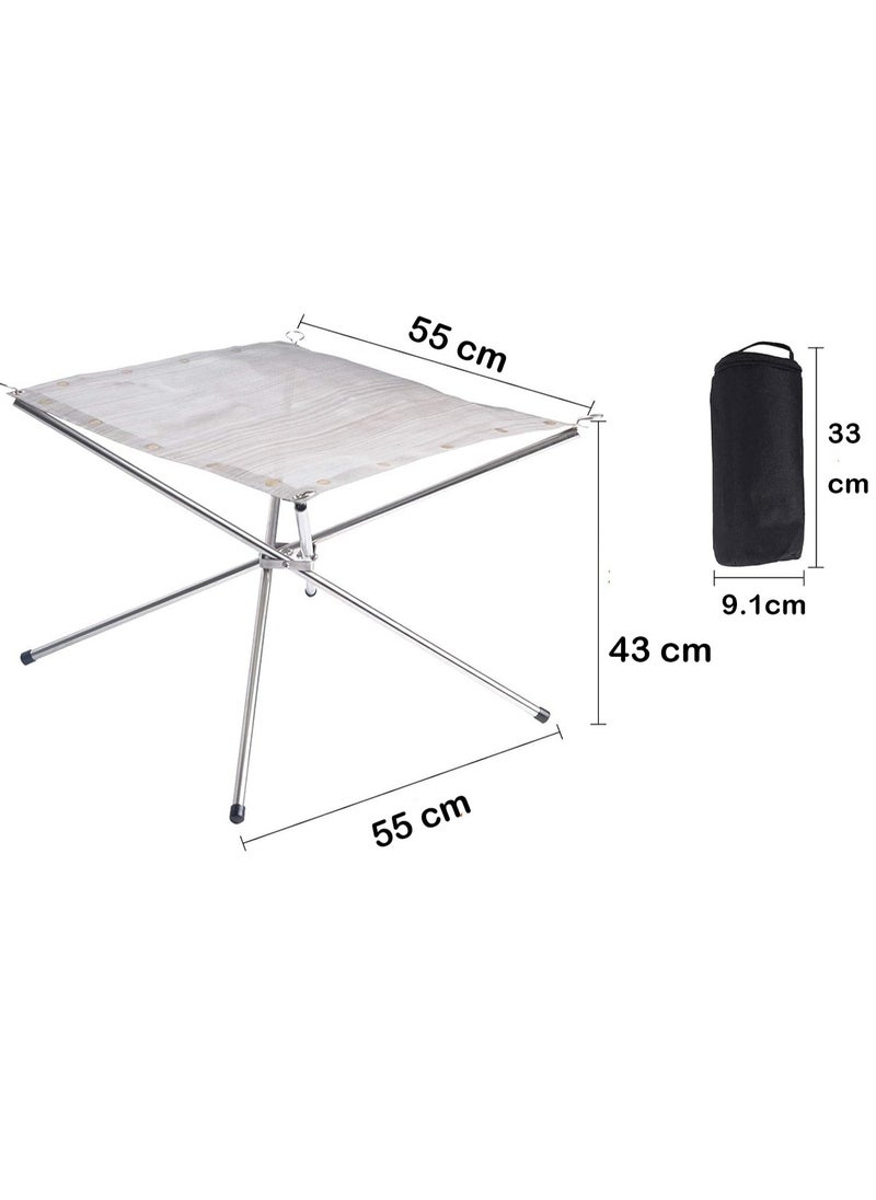ALASAMCO - Portable Outdoor Fire Pit, Upgraded Collapsible Stainless Steel Fire Mesh Place For Camping, Backyard, Patio, And Garden - Includes Carrying Bag – 55cm Extra Large - Image 1