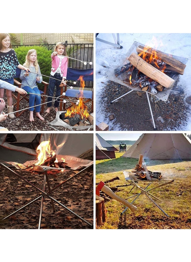 ALASAMCO - Portable Outdoor Fire Pit, Upgraded Collapsible Stainless Steel Fire Mesh Place For Camping, Backyard, Patio, And Garden - Includes Carrying Bag – 55cm Extra Large - Image 1