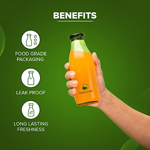 SAND DUNE Set of 12, 300 ml Each Glass milk bottle, with metal Lid for Milk, Smoothie, Juices - Reusable Suitable For Fridge Storage - Image 4