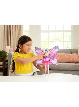 Dance and Flutter Doll with 2-in-1 Transformation from Dancer to Butterfly with Opening Wings, Purple Hair, Headpiece & Removable Tutu, HXJ10 - view 2