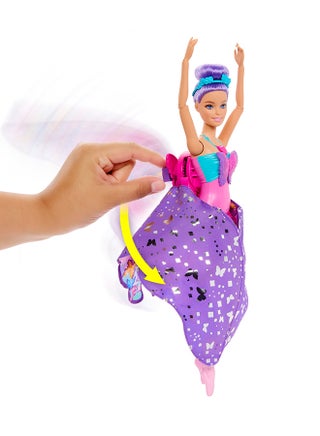 Dance and Flutter Doll with 2-in-1 Transformation from Dancer to Butterfly with Opening Wings, Purple Hair, Headpiece & Removable Tutu, HXJ10 - view 4