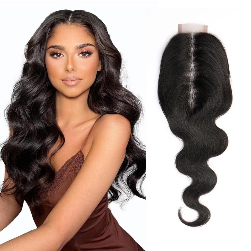 Jinhongze 2x6 HD Lace Closure Body Wave Human Hair Lace Closure Kim K Closure Middle Part Closure HD Transparent Body Wave Lace Closure 18 inch