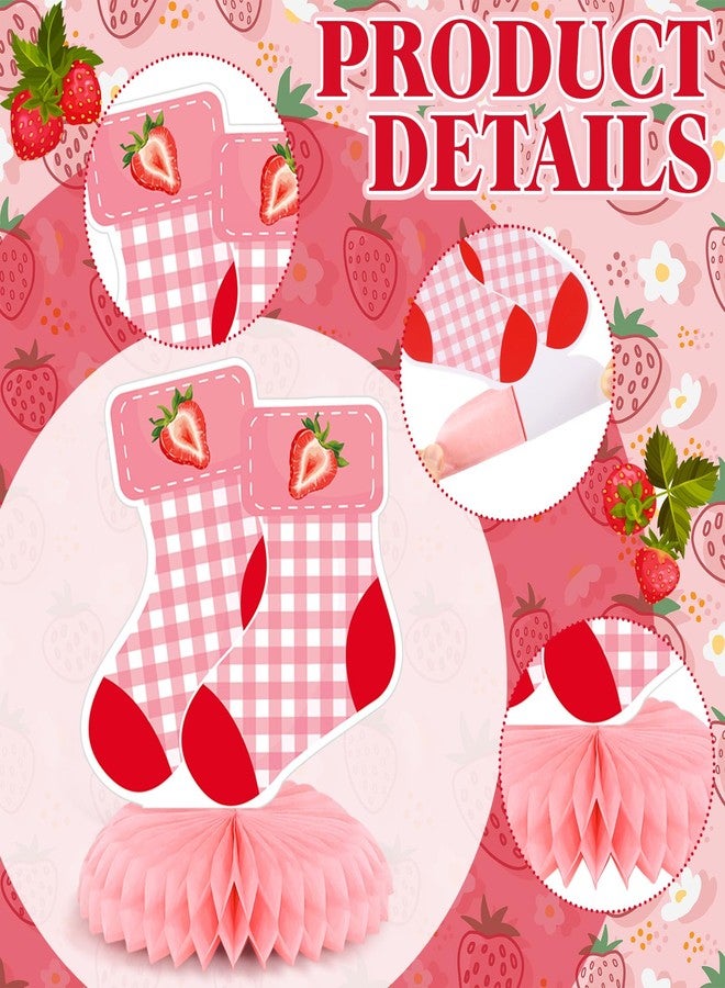Yuntau 12 Pcs Strawberry Baby Shower Decoration Strawberry Honeycomb Centerpiece a Berry Sweet Baby Is on the Way Table Topper 3D Double Sided Table Decoration for Birthday Baby Shower Party Favors - Image 3