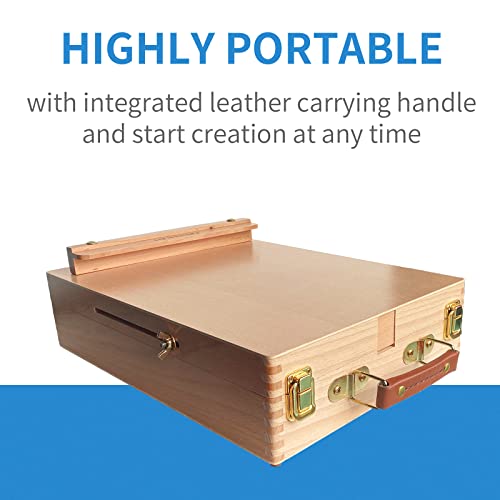 Falling in Art Wooden Tabletop Easel, Solid Wood Sketchbox Desktop Easel for Painting, Portable Art Drawing Easel for Beginners and Professionals - Image 3