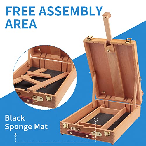 Falling in Art Wooden Tabletop Easel, Solid Wood Sketchbox Desktop Easel for Painting, Portable Art Drawing Easel for Beginners and Professionals - Image 4