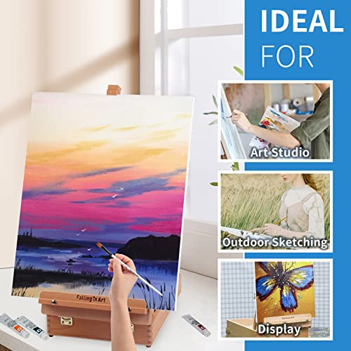 Falling in Art Wooden Tabletop Easel, Solid Wood Sketchbox Desktop Easel for Painting, Portable Art Drawing Easel for Beginners and Professionals - Image 5