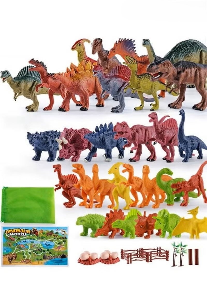 52 PCS Simulated Dinosaur Toys Figures with Activity Play Mat, Jurassic Dinosaur Toys，Plastic, Large T-Rex, Triceratops Animal Model, Realistic Educational Dinosaur Figures for Kids Boys Girls  - Image 1