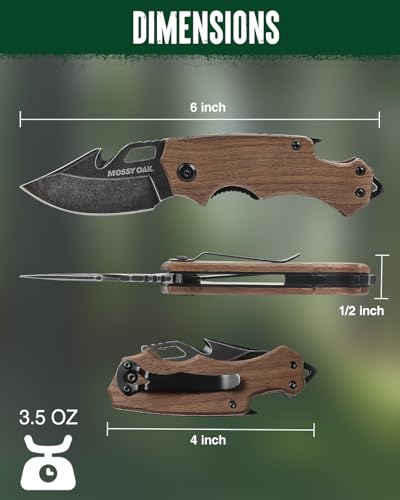 Mossy Oak Mini Folding Pocket Knife, Stainless Steel Drop Point Blade - EDC Multi-tool with Bottle Opener and Glass Breaker (Brown), Good Merry Christmas Gift - Image 4