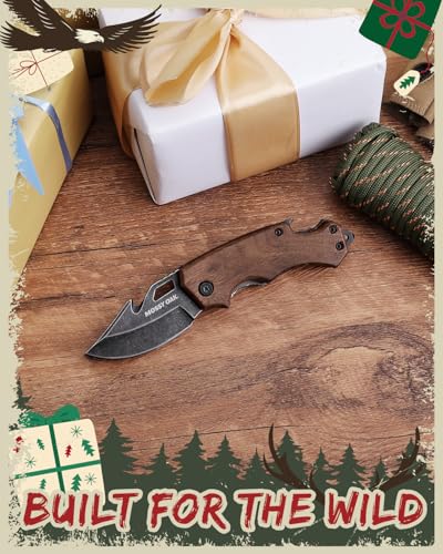 Mossy Oak Mini Folding Pocket Knife, Stainless Steel Drop Point Blade - EDC Multi-tool with Bottle Opener and Glass Breaker (Brown), Good Merry Christmas Gift - Image 3