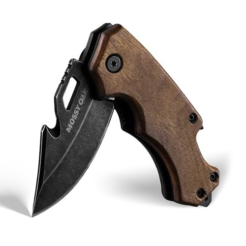Mossy Oak Mini Folding Pocket Knife, Stainless Steel Drop Point Blade - EDC Multi-tool with Bottle Opener and Glass Breaker (Brown), Good Merry Christmas Gift - Image 1