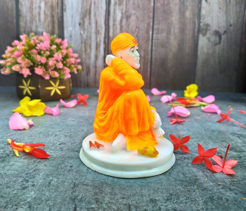 SHINDE EXPORTS تمثال شيندي إكسبورتس ساي بابا / تمثال شيردي ساي بابا من الرخام / تمثال ساي بابا لغرفة العبادة 5 بوصات - Image 3