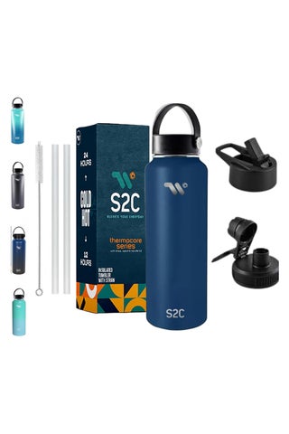 1200Ml Insulated Water Bottle With 3 Lids, Double Wall, Leak Proof, Stainless Steel Water Bottle With Straw Water Bottle For Gym, Water Bottle Thermos Flask For Hot Water Bottle (Blue) - pzsku/Z4863237279EA007F50D2Z/45/1754633884/eb8a3a28-d1a1-4770-aa85-7c9608856065
