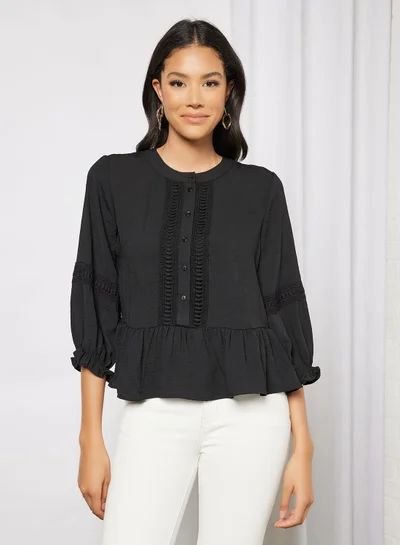 Jacqueline de Yong Placket Detail Peplum Top