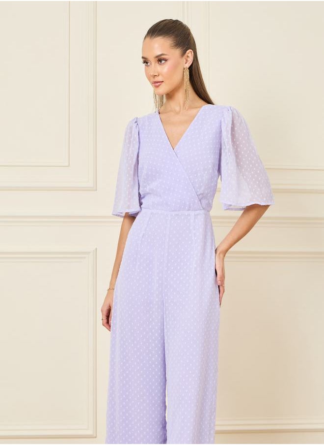 Styli - Dobby Front Wrap Wide Leg Jumpsuit - Image 1