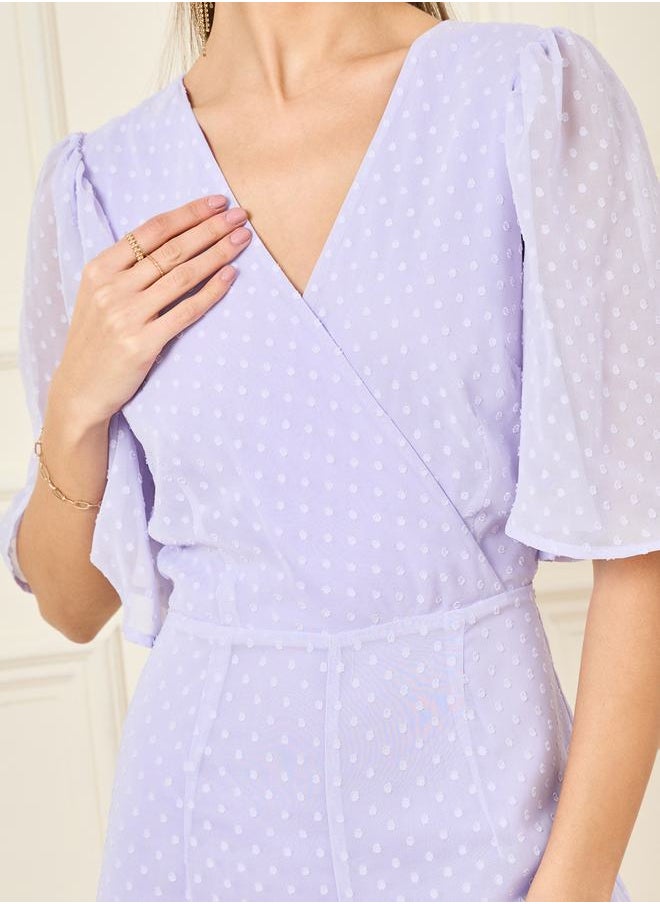 Styli - Dobby Front Wrap Wide Leg Jumpsuit - Image 1