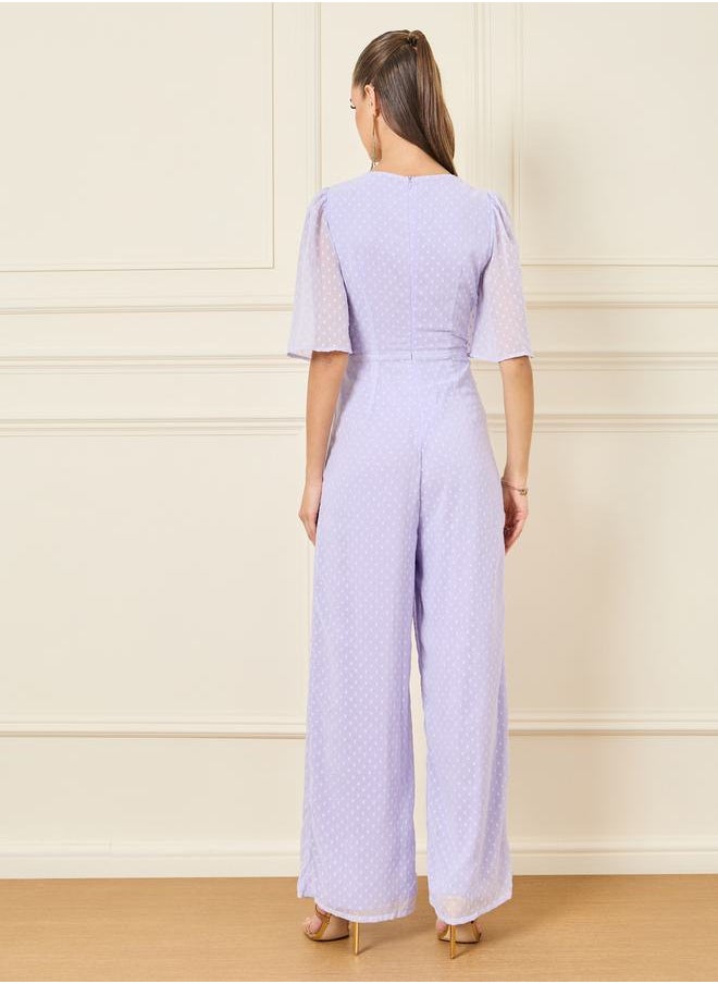 Styli - Dobby Front Wrap Wide Leg Jumpsuit - Image 1
