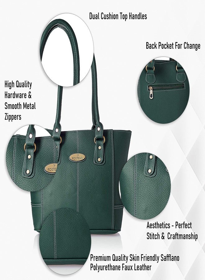 Fostelo Women's Everly Satchel Tote Handbag for Women | Ladies Purse | Stylish Shoulder Bag | Gift For Women | Green - Image 3