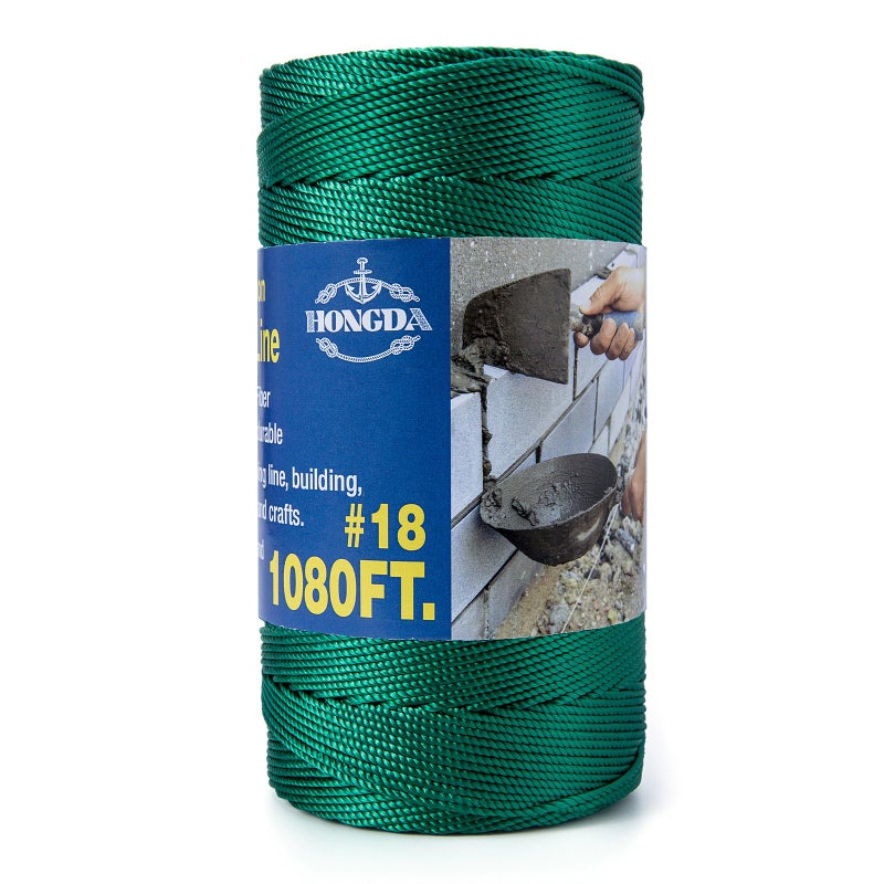 HONGDA Twisted Nylon String 18 x 1080FT Mason Line String Nylon Twine for Masonry Job Trot Line Decoy Line Net Making and Mending Workshop Crafts Gardening Hunter Green