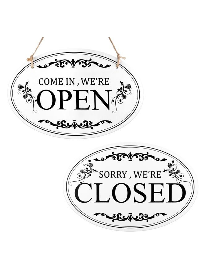 SAVITA Open and Closed Business Sign, 11.8x7.9inch Double Sided Reversible Come in We're Open and Sorry We're Closed Sign Store Hanging Sign for Shop Cafe Hotel Restaurant - Image 1