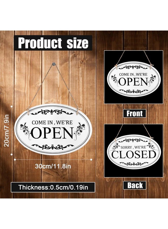 SAVITA Open and Closed Business Sign, 11.8x7.9inch Double Sided Reversible Come in We're Open and Sorry We're Closed Sign Store Hanging Sign for Shop Cafe Hotel Restaurant - Image 2