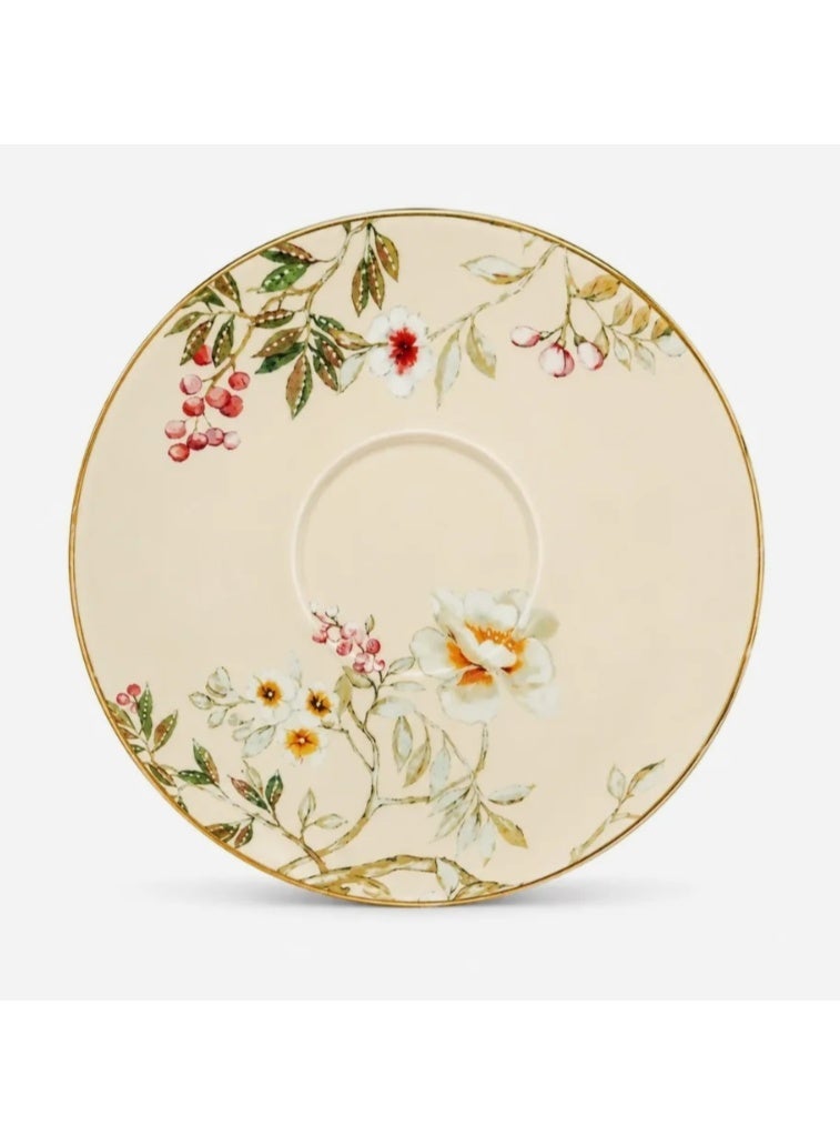 AKDC Luhpar Chinoserie Floral Ceramic Cup & Saucer – 220 ml – Gold Decal Design AM-015 - Image 2