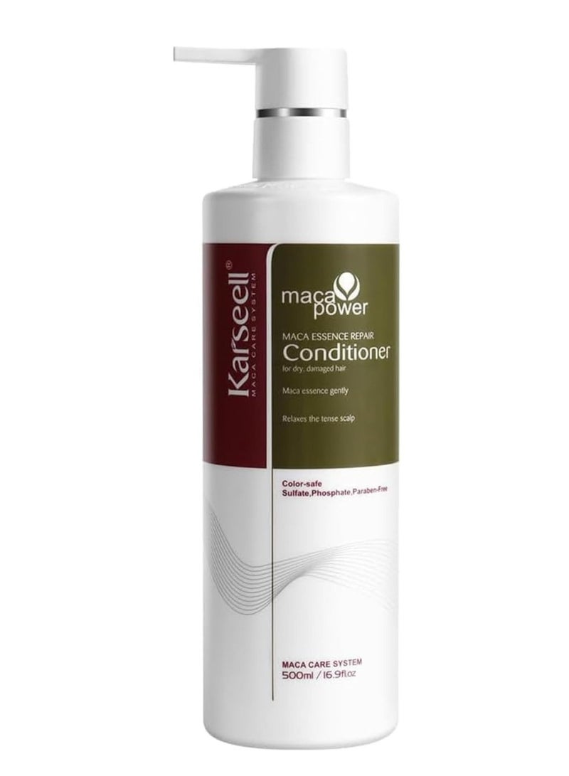 كارسيل نظام العناية بالشعر MACA من Karseell - بلسم بزيت الأرجان والمكاديميا، يعيد بناء الشعر الجاف والتالف، ترطيب عميق، مضاد للتجعد، لجميع أنواع الشعر، 500 مل.