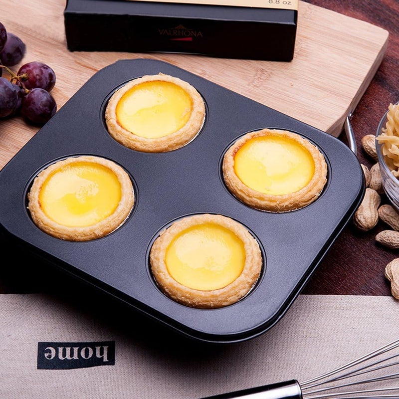 HYTK 4 Cup Muffin Pan 2 Pcs (8.5 X 7.48 Inch) Air Fryer Small Oven Cupcake Baking Pan Non Stick No Toxic Bakeware - Image 4
