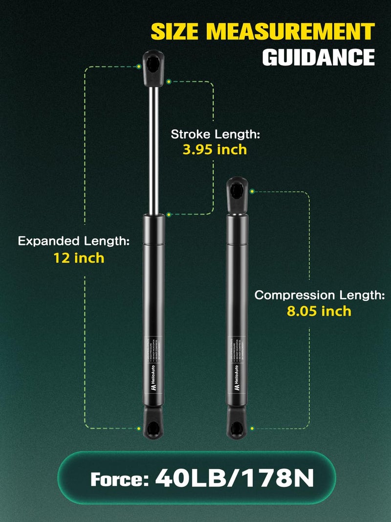 HelloAuto C1611028 12 بوصة 40 رطل/178 نيوتن صدمات غاز، CS120040 دعائم غاز لغطاء شاحنة Leer ATC، عبوة من 2 - Image 4