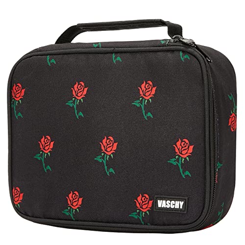 VASCHY Large Pencil Case Bag, Art Supply Marker Organizer Big Pen Pouch with Detachable Layers Slots Multiple Zipper Pockets for Kids Adults School Office Black Rose - Image 1