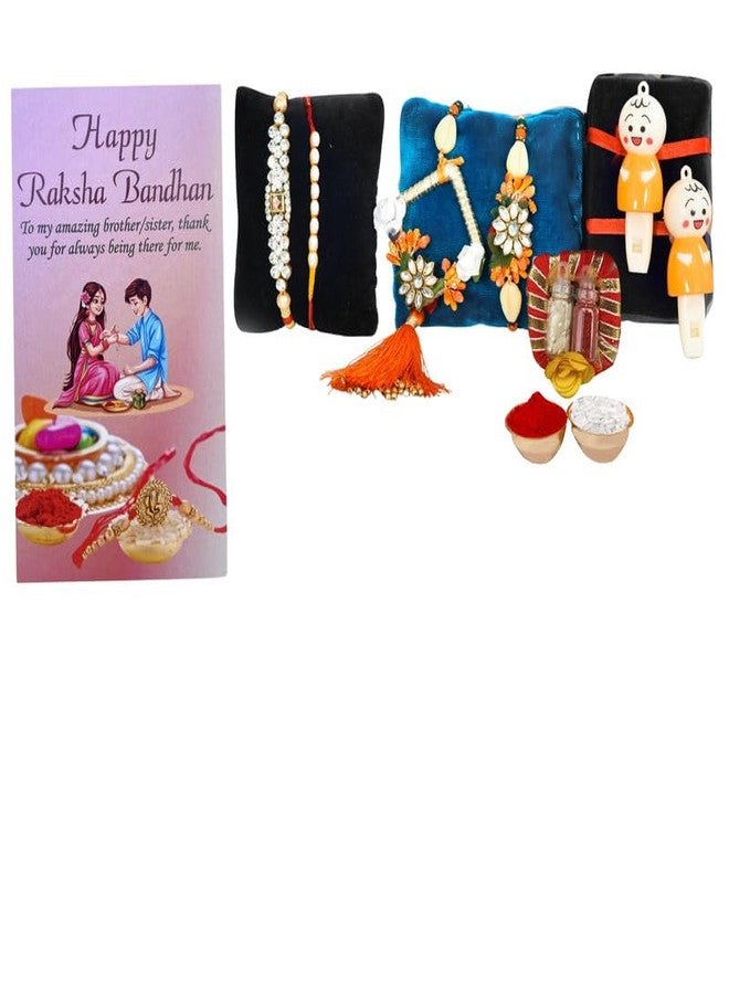Giftrend Set of 6 Rakhis for Brother | Rakhi Set with Tilak Pack and Greeting Card |Festival Rakhi Combo for Raksha Bandhan - Image 1