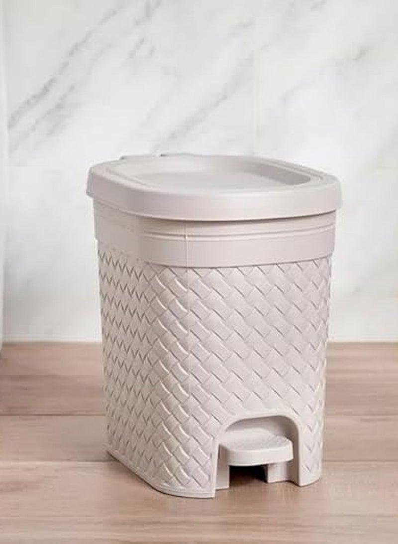 Master Gold Woven Pattern Stitch Pedal Trash Can - Plastic Pedal Dustbin, Decorative Trash Can for Kitchen, Bathroom, Office - 32x25x32cm, 10 Liters (Beige)  - Image 5