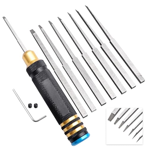 FriHobby 7in1 Scribe Tool Panel Line Scriber Scribing Tools Resin Carved Chisel for Gundam Gunpla Model Kits Carving Cutting 01020406081020mm Blades - Image 1