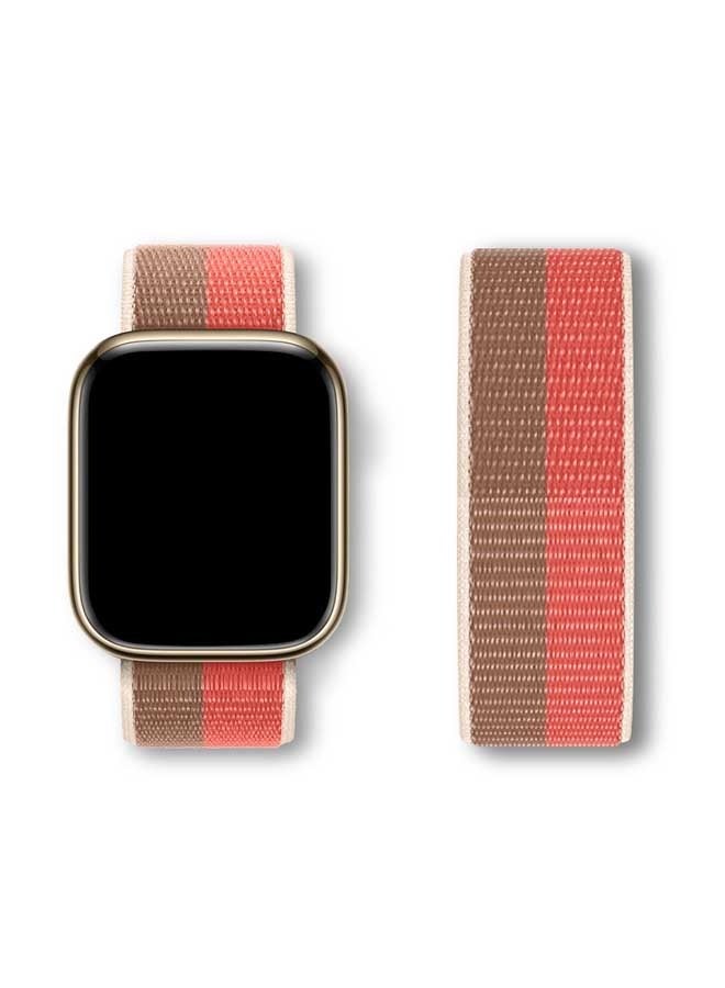 Nylon Band for Apple Watch 45mm 44mm 42mm Soft Replacement Strap for iWatch Grapefruit and Brown