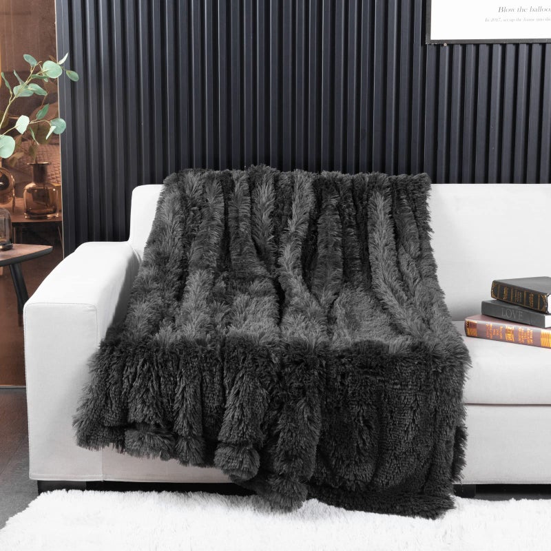 YUSOKI Morel Faux Fur Throw Blanket2 Layers50 x 60 Cozy Plush Fluffy Blanket Furry Fuzzy Warm Cute Shaggy Blanket for Fall Bed Living Room Dcor Baby Women Pet