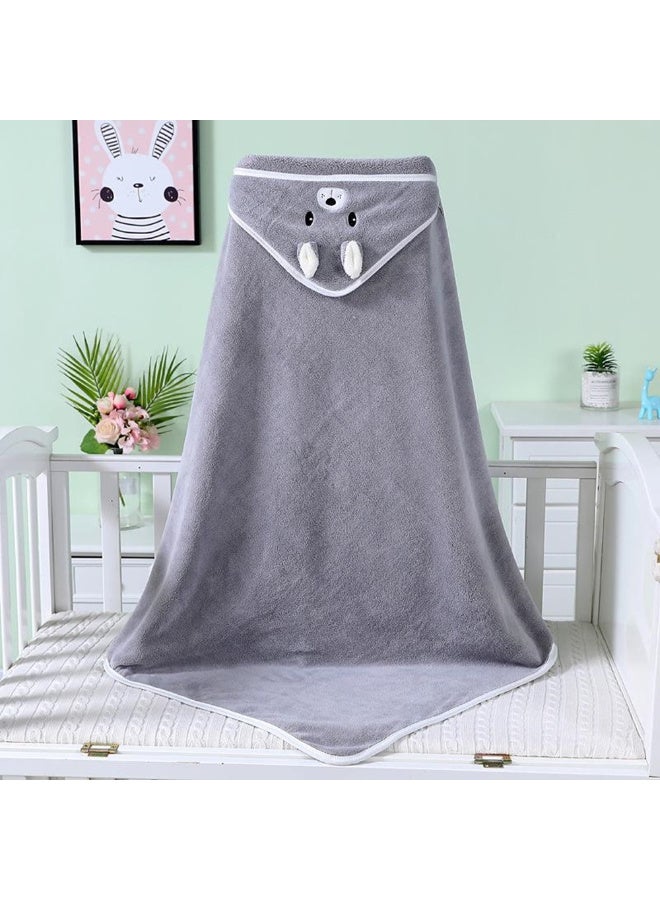 MiniMe Organic Bamboo Hooded Baby Bath Towel Set | 6–36 Months | Gray | 100% Organic Bamboo Cotton Blend | Ultra-Soft & Highly Absorbent Hooded Towel with Bear Ear Accents | Hypoallergenic - Image 2
