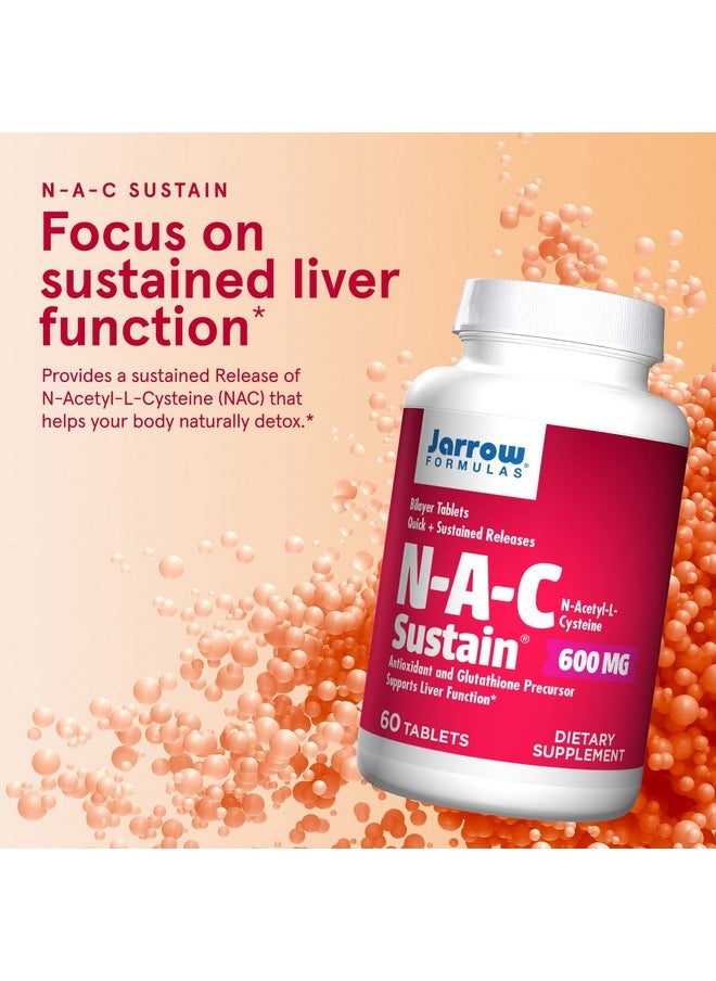 jarrow formulas Nac Sustain 600 Mg Antioxidant Amino Acid Supplement 60 Sustain Tablets Supports Liver & Lung Function Precursor To Glutathione 60 Servings (Packaging May Vary)  - Image 3