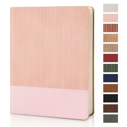 TSFPapier Lined Journal Notebook for Work College Ruled Note Book 7.2"x9.6"B5 PU Leather Daily Journaling 160 Pages for Women Men Writing Home School Supplies Business (Pink) - Image 1