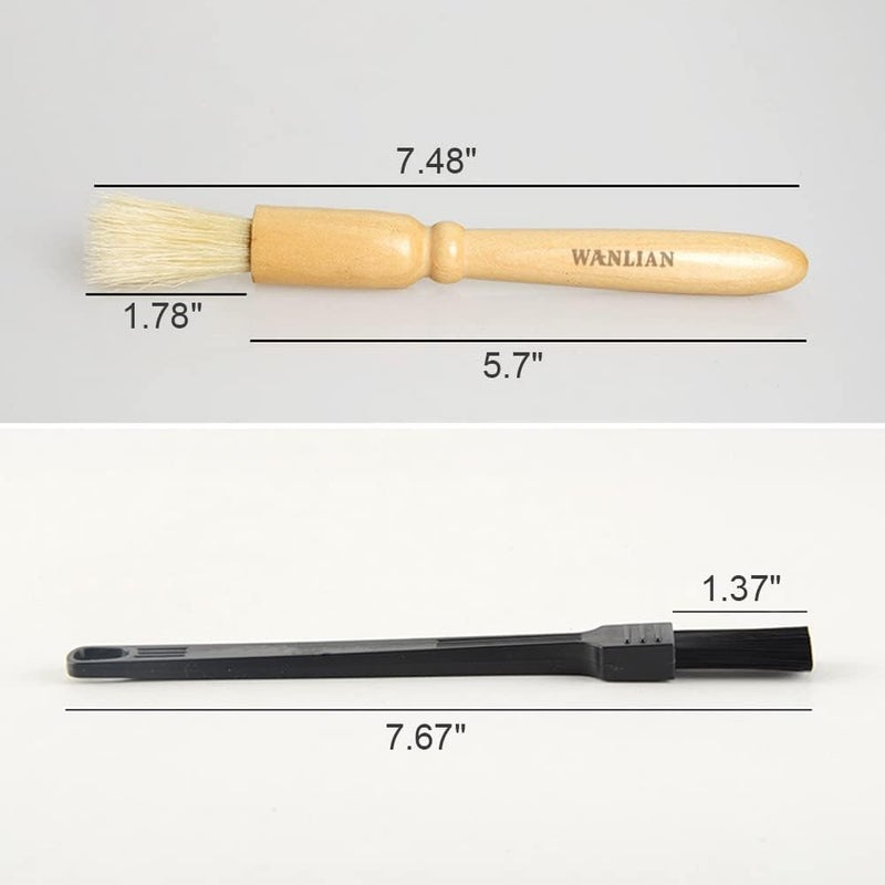 WANLIAN 2 Pack Coffee Grinder Cleaning Brush, Heavy Wood Handle & Natural Bristles Wood Dusting Espresso Brush and Nylon Espresso Machine Brush - Image 2