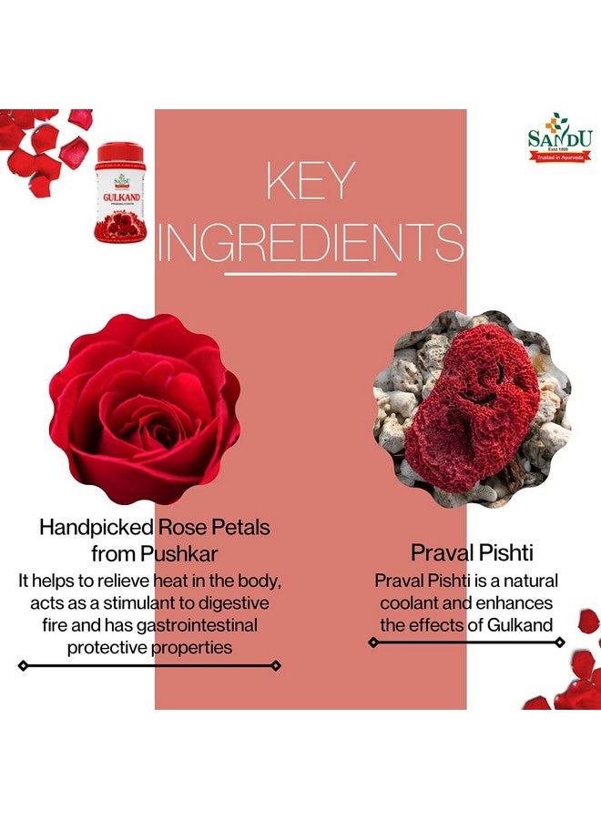 Sandu Gulkand (Pravalyukta) | Made Using Organic Hand-Picked Rose Petals | Excellent Coolant (1 Kg) - Image 4