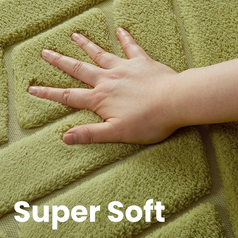 Macgace Ultra Soft Green Area Rug for Bedroom, 3x5 Modern Geometric Shag Rugs with Nonslip Backing for Living Room, Washable Fuzzy Carpet for Cozy Kids Room Nursery Home Décor - Image 5