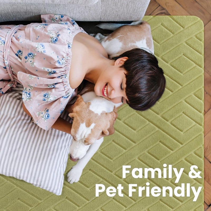 Macgace Ultra Soft Green Area Rug for Bedroom, 3x5 Modern Geometric Shag Rugs with Nonslip Backing for Living Room, Washable Fuzzy Carpet for Cozy Kids Room Nursery Home Décor - Image 4