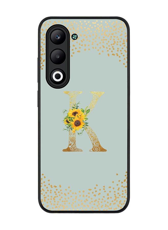 Stylizedd For Oppo A5 5G / A5 4G Case,Slim fit Camera Protection, Shockproof Thin Phone cover  - Custom Floral Monogram - K  (Light Grey )