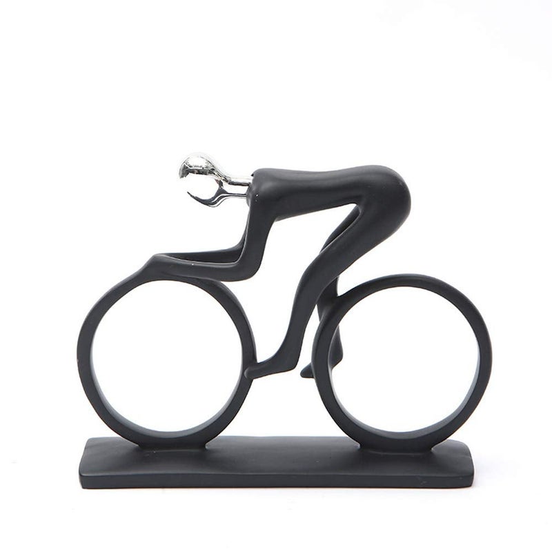 Hosoncovy Resin Cyclist Ornament Riding Man Sculpture Cyclist Sculpture Bicycle Statue Cyclist Figurine Home Decoration Ornament Sculpture for Home Living Room Bedroom Office Silver