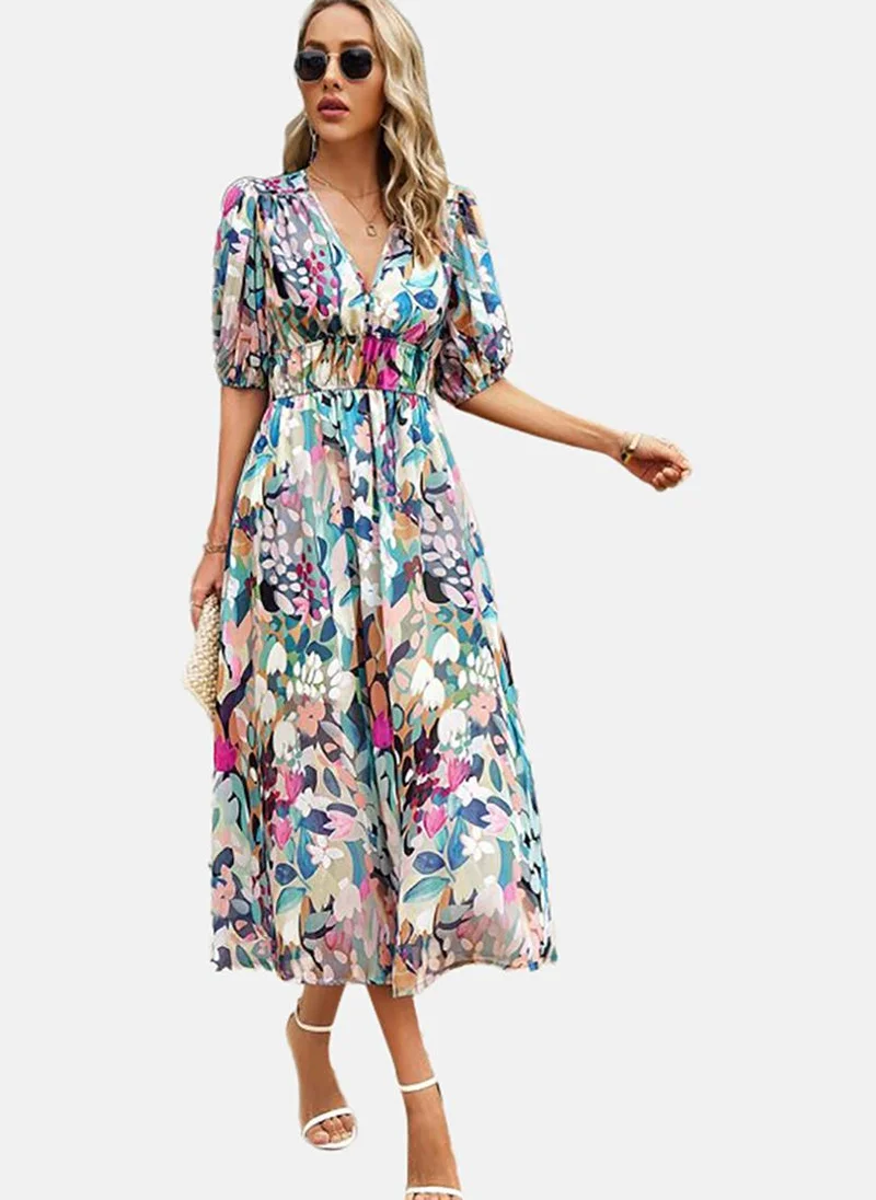 YUNIQEE Women Floral Fit and Flare Midi Dress