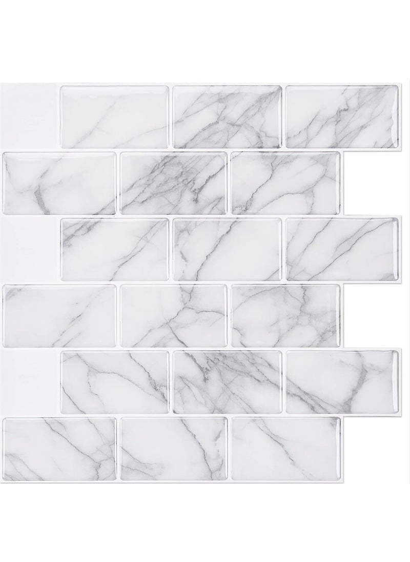 Technosmart 1Pcs 3D Self-Adhesive 30×30CM Coating White Marble Ceramic Appearance Wall Sticker Kitchen  - Image 1