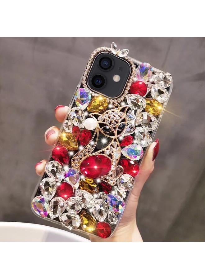 زبون جراب لهاتف iPhone 12 mini مصنوع يدويًا من حجر الراين اللامع وحجر الثعبان الكريم - Image 1